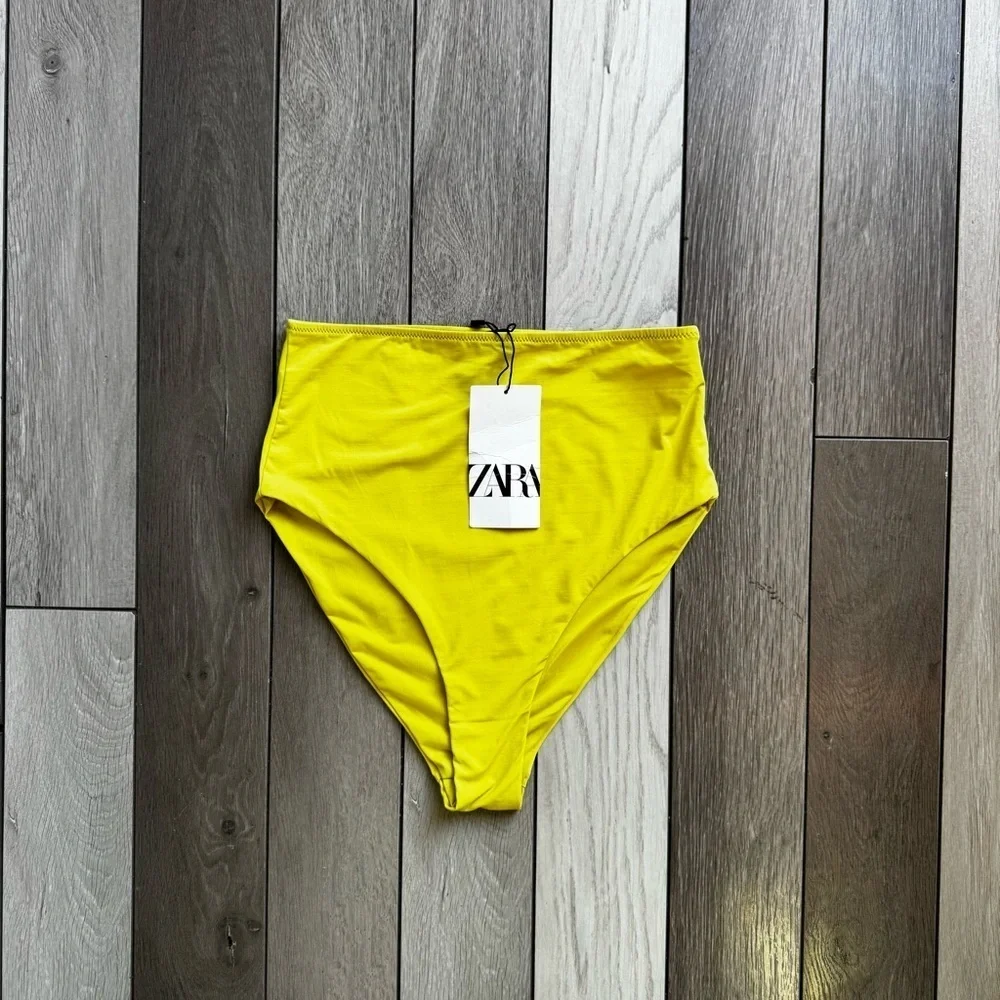 ZARA Bikini High-Waist Olive Green Yellow | Size: Medium | New With Tags